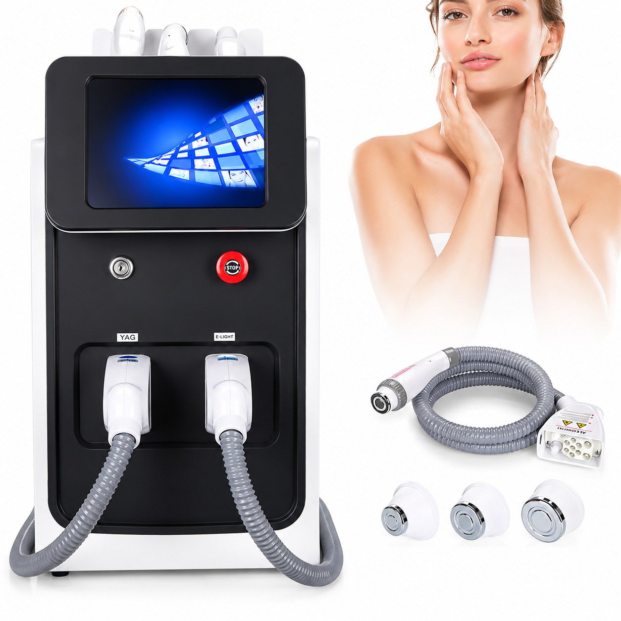 3-in-1 Laser Machine for Hair Removal + Tattoo Removal + E-Light Skin Rejuvenation